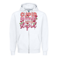 White cupid rhymes with stupid Zipper Hoodie - MaliasSmallBusiness