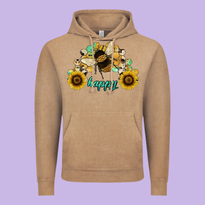 Bee Happy Honey Comb Vintage Hoodie Designed By Jahusdesignshop