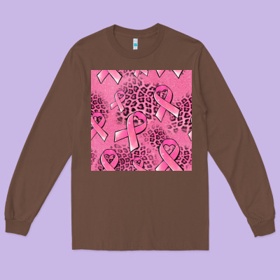 Breast Cancer Seamless Pattern Long Sleeve Tee Designed By Jasminsmagicworld