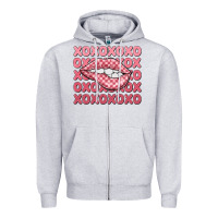 Heather Grey xoxo checker lips Zipper Hoodie - MaliasSmallBusiness