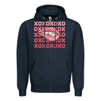 Navy xoxo checker lips Zipper Hoodie - MaliasSmallBusiness