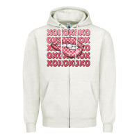 Oatmeal Heather xoxo checker lips Zipper Hoodie - MaliasSmallBusiness