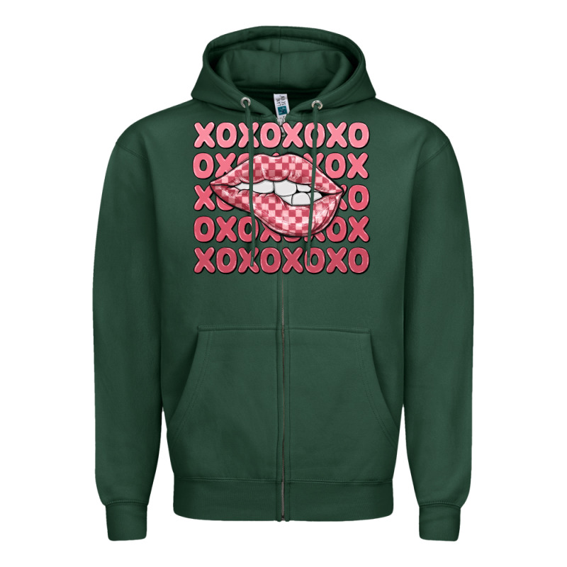 Xoxo Checker Lips Zipper Hoodie by MaliasSmallBusiness | Teevron