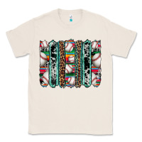 Natural baseball serape cowhide turquoise leopard glitter  brushstrokes Classic Tee - Artiststas