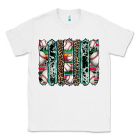 White baseball serape cowhide turquoise leopard glitter  brushstrokes Classic Tee - Artiststas