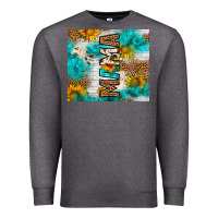 Charcoal Heather mama leopard sunflower Premium Sweatshirt - LillyAllenDesigns