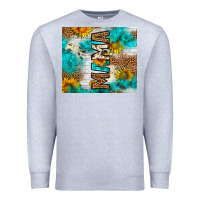 Heather Grey mama leopard sunflower Premium Sweatshirt - LillyAllenDesigns