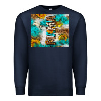 Navy mama leopard sunflower Premium Sweatshirt - LillyAllenDesigns