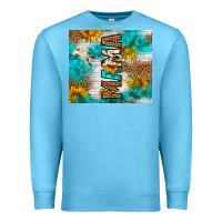 Ocean Blue mama leopard sunflower Premium Sweatshirt - LillyAllenDesigns