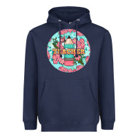 Navy teacher floral pencil round earring Heavyweight Hoodie - BundleAndBundleShop
