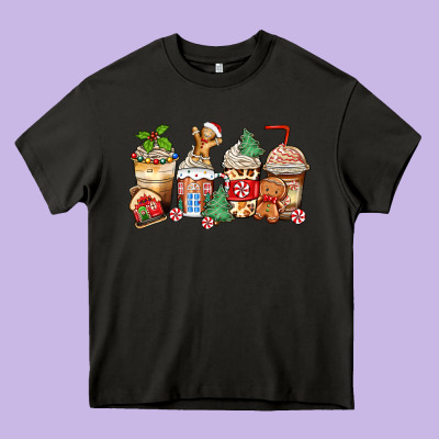 Heavy Core Tee christmas gingerbread coffee cups