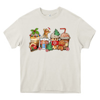 Cream christmas gingerbread coffee cups Heavy Core Tee - Zillion Design Studio