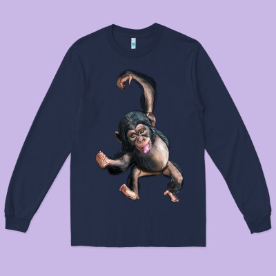 Baby Chimpanzee Long Sleeve Tee Designed By Lillyallendesigns