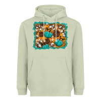 Matcha fall pumpkin distressed background Heavyweight Hoodie - BundleAndBundleShop