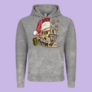 Festive Af Christmas Skull Vintage Hoodie Designed By Fadigitalartstudio
