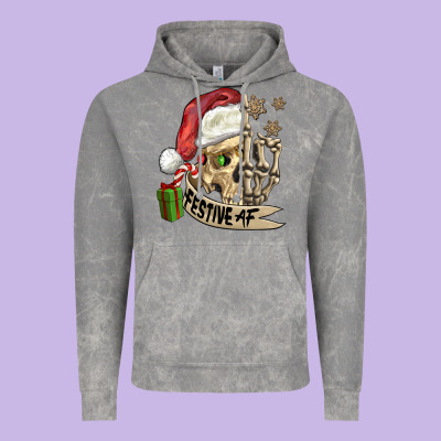 Festive Af Christmas Skull Vintage Hoodie Designed By Fadigitalartstudio