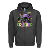 Charcoal Heather beads crusher Zipper Hoodie - MaliasSmallBusiness
