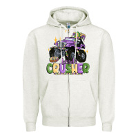 Oatmeal Heather beads crusher Zipper Hoodie - MaliasSmallBusiness