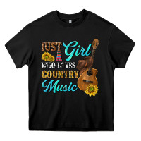 Black just a girl who loves country music Heavy Core Tee - texasbilliewilder