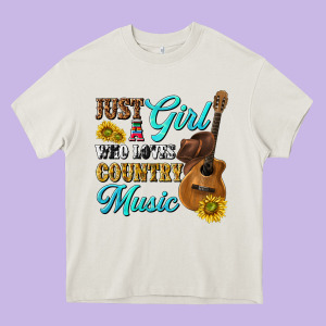 Just A Girl Who Loves Country Music Heavy Core Tee Designed By Texasbilliewilder