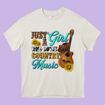 Just A Girl Who Loves Country Music Heavy Core Tee Designed By Texasbilliewilder