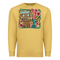 Antique Gold floral leopard frame mini Premium Sweatshirt - LillyAllenDesigns