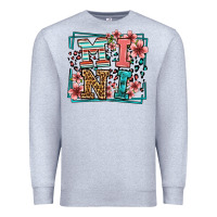 Heather Grey floral leopard frame mini Premium Sweatshirt - LillyAllenDesigns