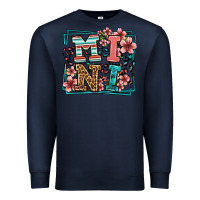 Navy floral leopard frame mini Premium Sweatshirt - LillyAllenDesigns