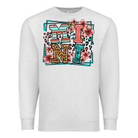 Oatmeal Heather floral leopard frame mini Premium Sweatshirt - LillyAllenDesigns