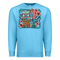 Ocean Blue floral leopard frame mini Premium Sweatshirt - LillyAllenDesigns