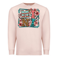 Pale Pink floral leopard frame mini Premium Sweatshirt - LillyAllenDesigns