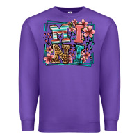Purple floral leopard frame mini Premium Sweatshirt - LillyAllenDesigns
