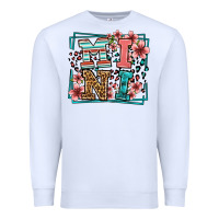 White floral leopard frame mini Premium Sweatshirt - LillyAllenDesigns