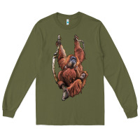 Army Green Orangutan And Baby Long Sleeve Tee - LillyAllenDesigns