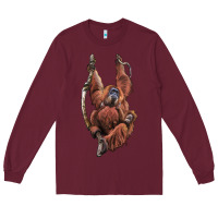 Burgundy Orangutan And Baby Long Sleeve Tee - LillyAllenDesigns