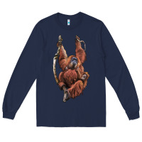Navy Orangutan And Baby Long Sleeve Tee - LillyAllenDesigns