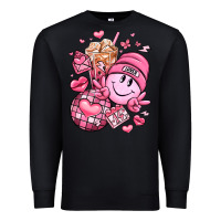 Black retro valentines day Premium Sweatshirt - LillyAllenDesigns