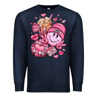 Navy retro valentines day Premium Sweatshirt - LillyAllenDesigns