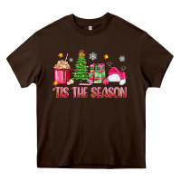 Chocolate Brown 'tis the season pink christmas Heavy Core Tee - Zillion Design Studio