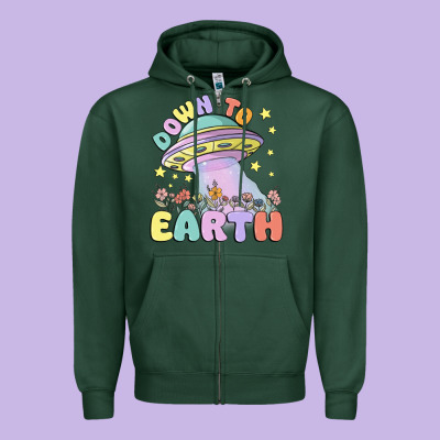 Down To Earth Zipper Hoodie Designed By Maliassmallbusiness