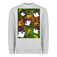 Heather Grey Halloween ghost Heavyweight Sweatshirt - Artiststas