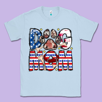 American Dog Mom Classic Tee Designed By Cowhidedigitalart