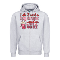 Heather Grey i don t need a valentine i need an iced coffee Zipper Hoodie - MaliasSmallBusiness