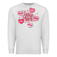 Oatmeal Heather you are enough valentines day Premium Sweatshirt - LillyAllenDesigns