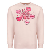 Pale Pink you are enough valentines day Premium Sweatshirt - LillyAllenDesigns