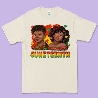 Premium Tee juneteenth with afro black kids