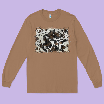 Cowhide Background Long Sleeve Tee Designed By Barkaloodesign