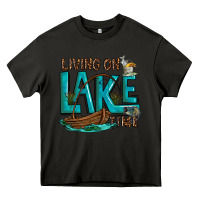 Asphalt living on lake time Heavy Core Tee - texasbilliewilder