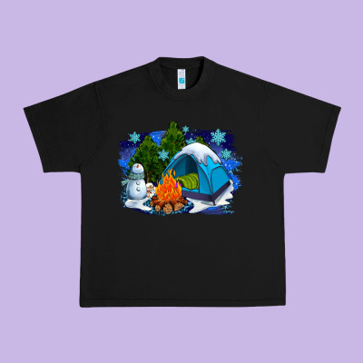 Winter Camping With Camp Fire Urban Heavy Tee Designed By Adodesignshop