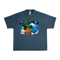 Midnight Navy winter camping with camp fire Urban Heavy Tee - AdoDesignShop